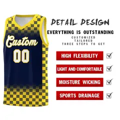 Navy Gold Plaid Basketball Jersey for Teams 2