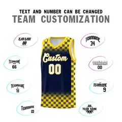 Navy Gold Plaid Basketball Jersey for Teams 4