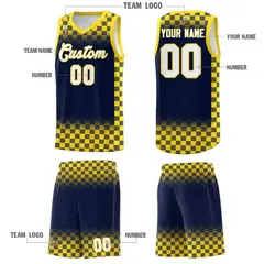 Navy Gold Plaid Basketball Jersey for Teams 5