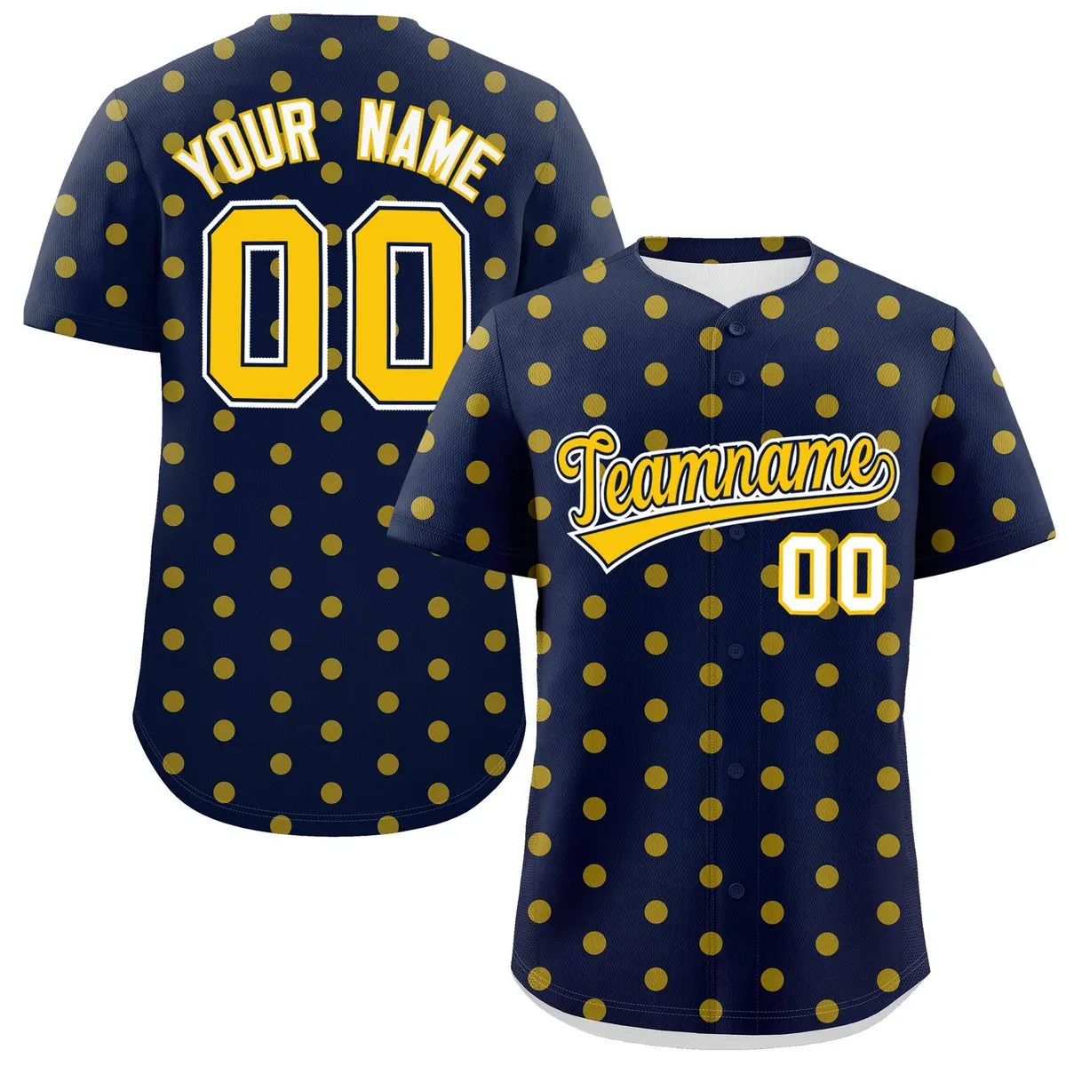 Navy Gold Polka Dot Graffiti Authentic Baseball Jersey