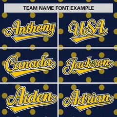 Navy Gold Polka Dot Graffiti Authentic Baseball Jersey 3