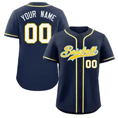 Navy Gold-Powder Blue Classic Authentic Baseball Jersey 1