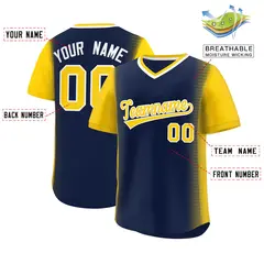 Navy Gold Raglan Pullover Baseball Jersey 2