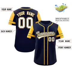 Navy Gold Raglan Sleeves Authentic Baseball Jersey 2