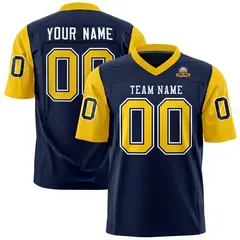 Navy Gold Raglan Sleeves Authentic Football Jersey 1