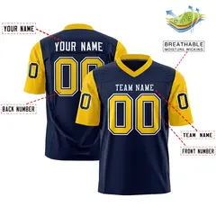 Navy Gold Raglan Sleeves Authentic Football Jersey 2