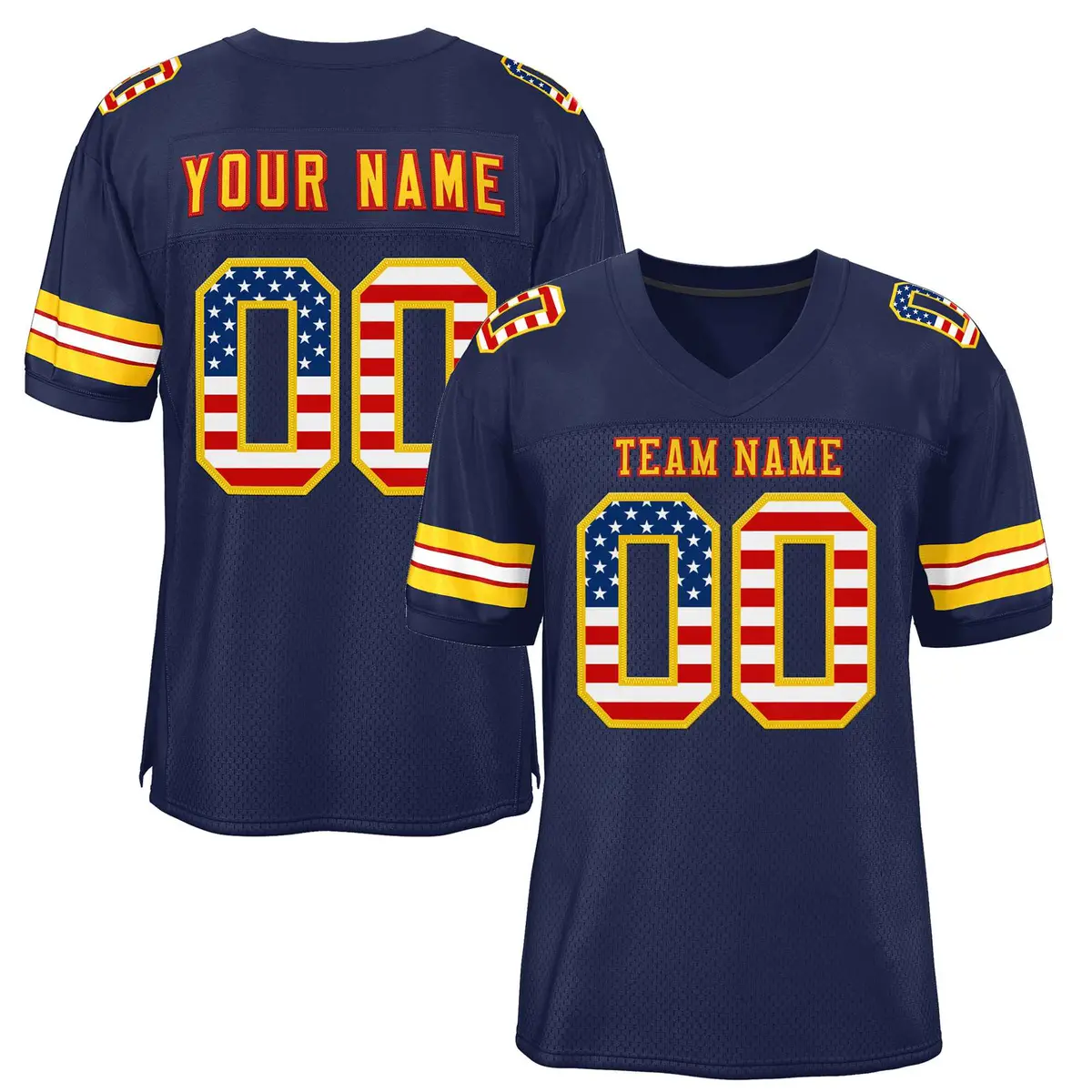 Navy Gold-Red Classic Style Authentic Football Jersey