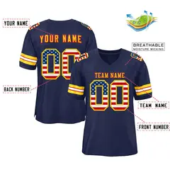 Navy Gold-Red Classic Style Authentic Football Jersey 2