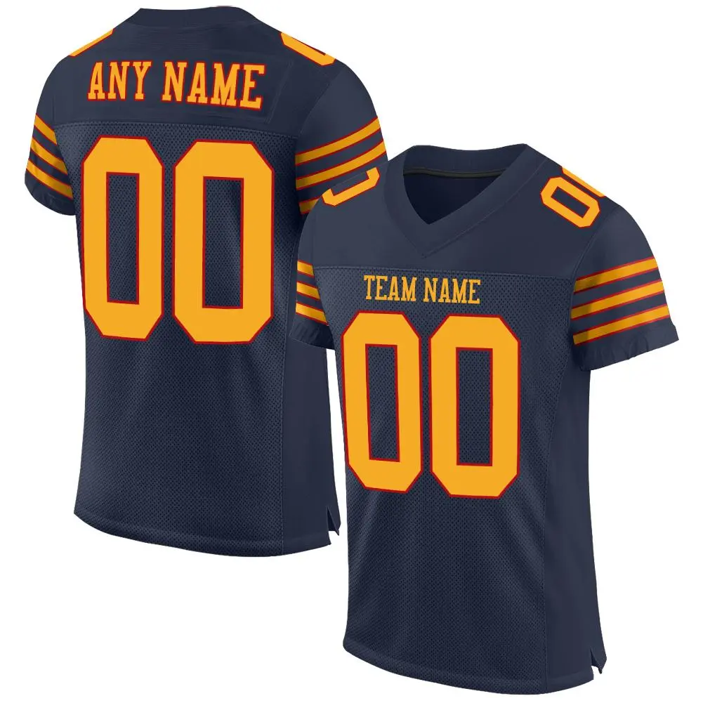 Navy Gold-Red Classic Style Mesh Authentic Football Jersey