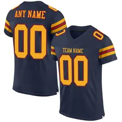 Navy Gold-Red Classic Style Mesh Authentic Football Jersey 1