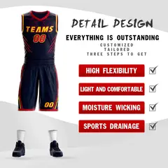 Navy Gold-Red Graffiti Claw Pattern Sets Basketball Jersey 2