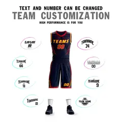 Navy Gold-Red Graffiti Claw Pattern Sets Basketball Jersey 4
