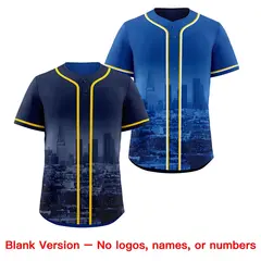 Navy Gold Reversible City Skyline Graffiti Baseball Jersey 8