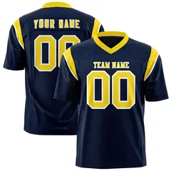 Navy Gold Shoulder Cut Two-Tone Flag Football Jersey 1