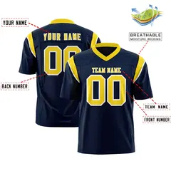 Navy Gold Shoulder Cut Two-Tone Flag Football Jersey 2