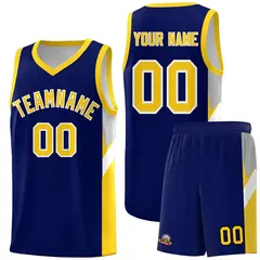 Navy Gold Side Design Sports Uniform Basketball Jersey Sets