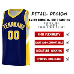 Navy Gold Side Design Sports Uniform Basketball Jersey Sets 2