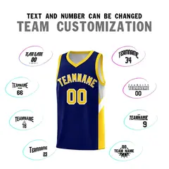 Navy Gold Side Design Sports Uniform Basketball Jersey Sets 4