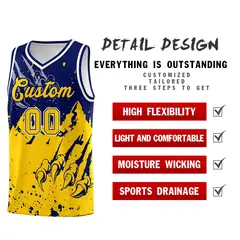 Navy Gold Snow Mountain Beast Pattern Basketball Jersey 2