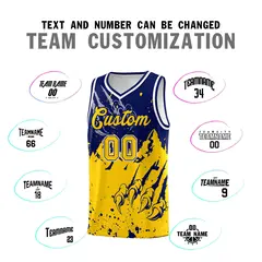 Navy Gold Snow Mountain Beast Pattern Basketball Jersey 4
