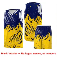 Navy Gold Snow Mountain Beast Pattern Basketball Jersey 7