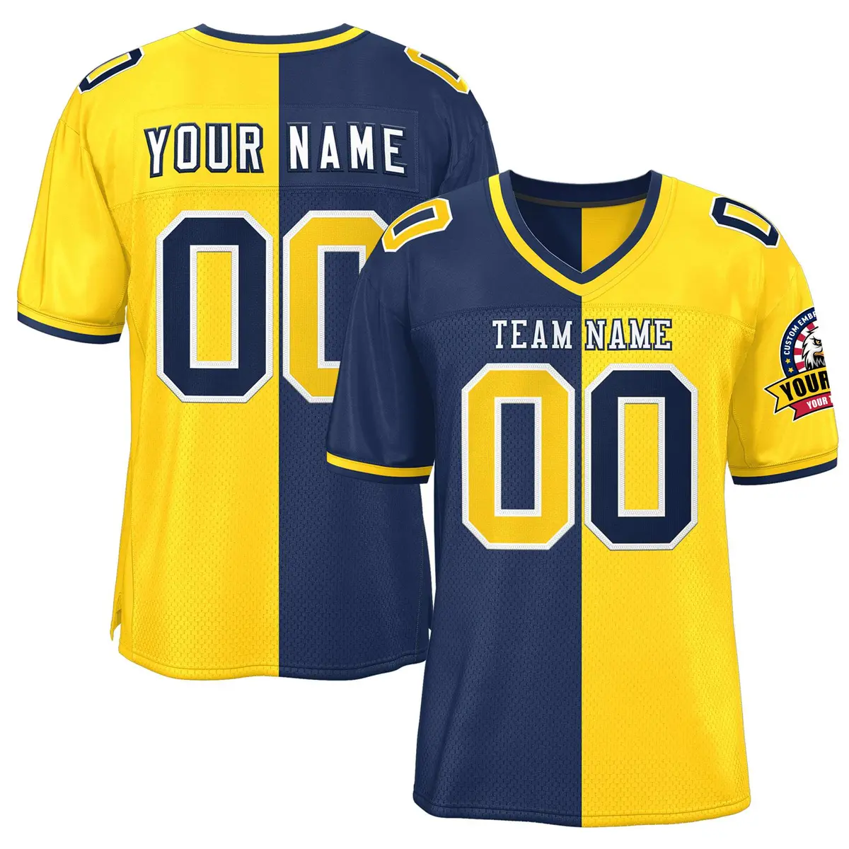 Navy Gold Split Two Tone Authentic Football Jersey
