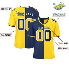 Navy Gold Split Two Tone Authentic Football Jersey 2