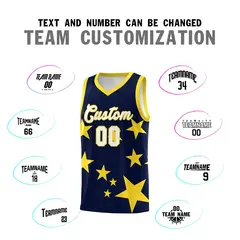 Navy Gold Star Graffiti Basketball Jersey Sets 4