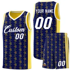 Navy Gold Star Graffiti Sports Uniform Basketball Jersey
