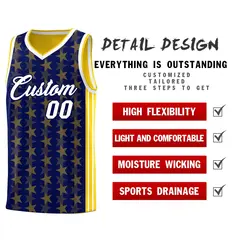 Navy Gold Star Graffiti Sports Uniform Basketball Jersey 2