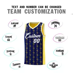 Navy Gold Star Graffiti Sports Uniform Basketball Jersey 4