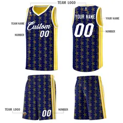 Navy Gold Star Graffiti Sports Uniform Basketball Jersey 5