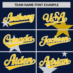 Navy Gold Star Graffiti Two-Button Baseball Jersey 3