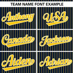 Navy Gold Stripe Authentic Pullover Baseball Jersey 3