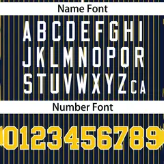 Navy Gold Striped Fashion Two-Button Softball Jersey 3