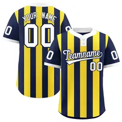 Navy Gold Striped Fashion Two-Button Softball Jersey 1