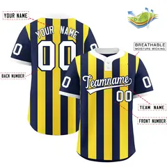 Navy Gold Striped Fashion Two-Button Softball Jersey 2