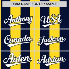 Navy Gold Striped Fashion Two-Button Softball Jersey 3