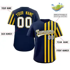 Navy Gold Thick Stripe Authentic Baseball Jersey 2