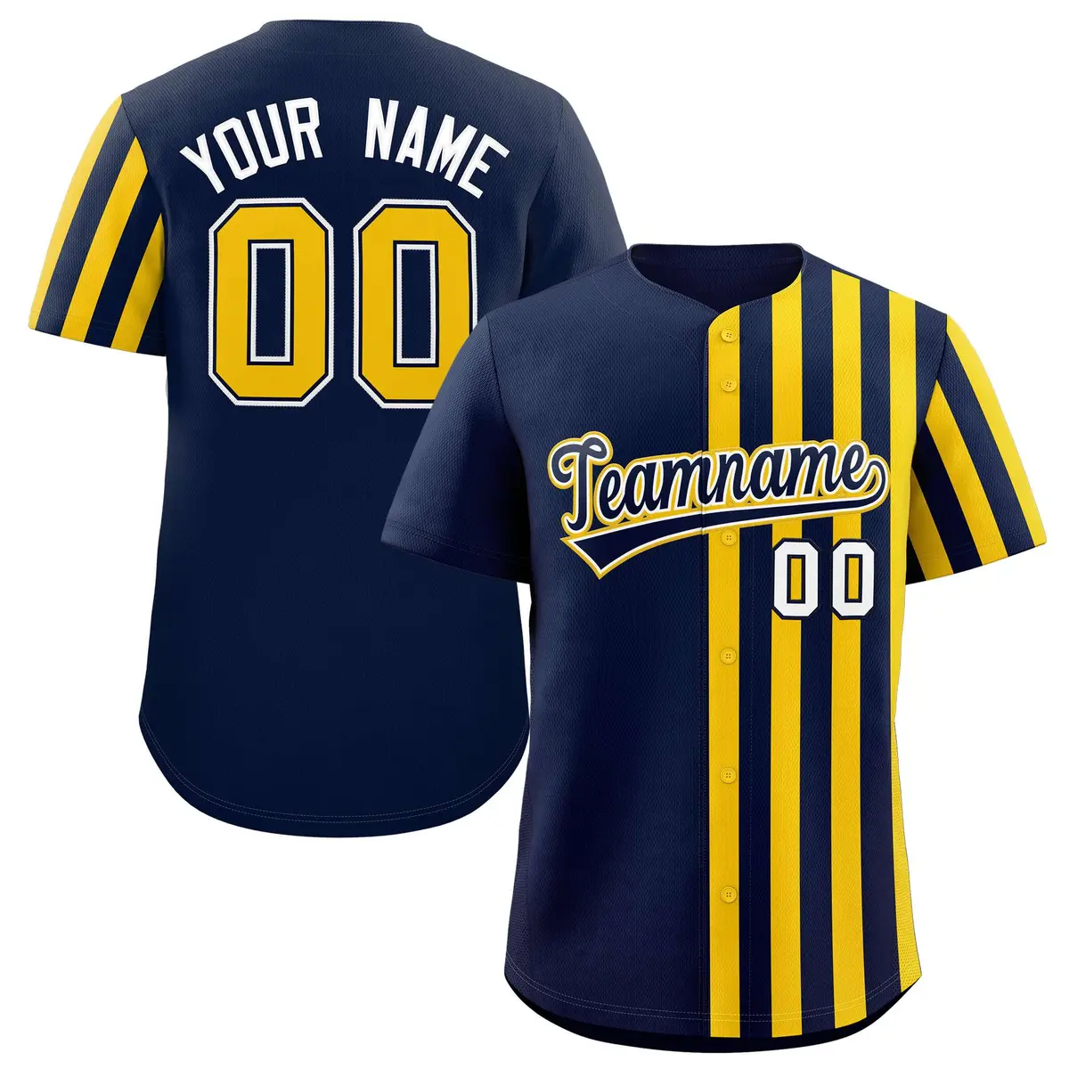 Navy Gold Thick Stripe Authentic Baseball Jersey