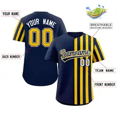 Navy Gold Thick Stripe Authentic Baseball Jersey 2