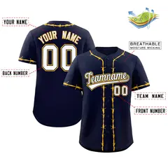 Navy Gold Thorns Ribbed Authentic Classic Baseball Jersey 2