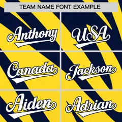 Navy Gold Tiger Stripe Gradient Animal Print Baseball Jersey 3
