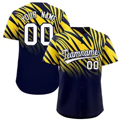 Navy Gold Tiger Stripe Gradient Animal Print Baseball Jersey