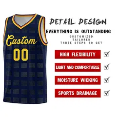 Navy Gold Trailblazer Dot Pattern Basketball Jersey 2