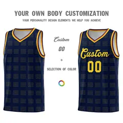 Navy Gold Trailblazer Dot Pattern Basketball Jersey 3