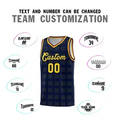 Navy Gold Trailblazer Dot Pattern Basketball Jersey 4