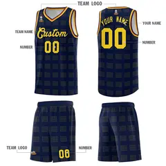 Navy Gold Trailblazer Dot Pattern Basketball Jersey 5