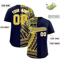 Navy Gold Tribal Split Baseball Jersey 2