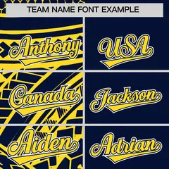 Navy Gold Tribal Split Baseball Jersey 3